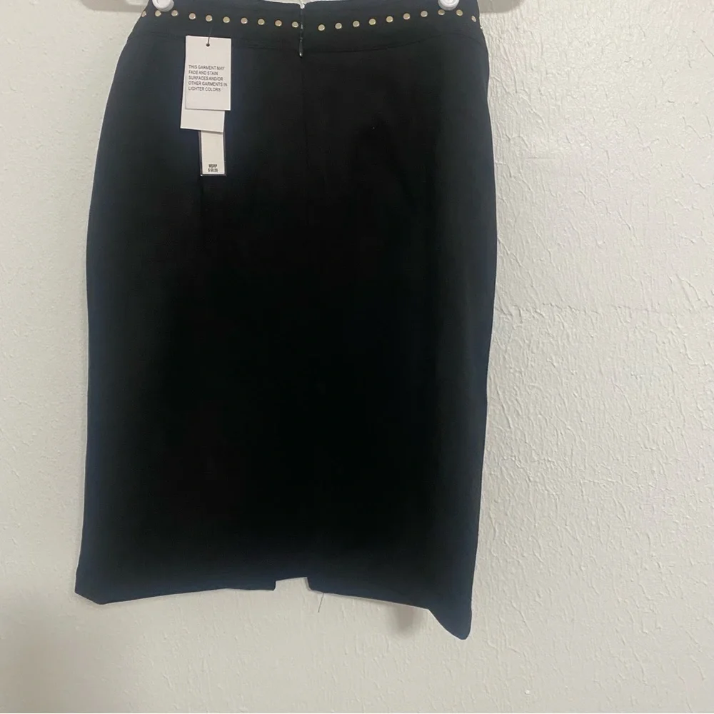Catherine Malandrino Women’s Faux Leather with Gold Sequins Pencil Skirt Size 2